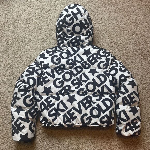 Goldbergh Carter Jacket White Black Logo Starski Porter Jacket Worn Once US 8 - Picture 6 of 9